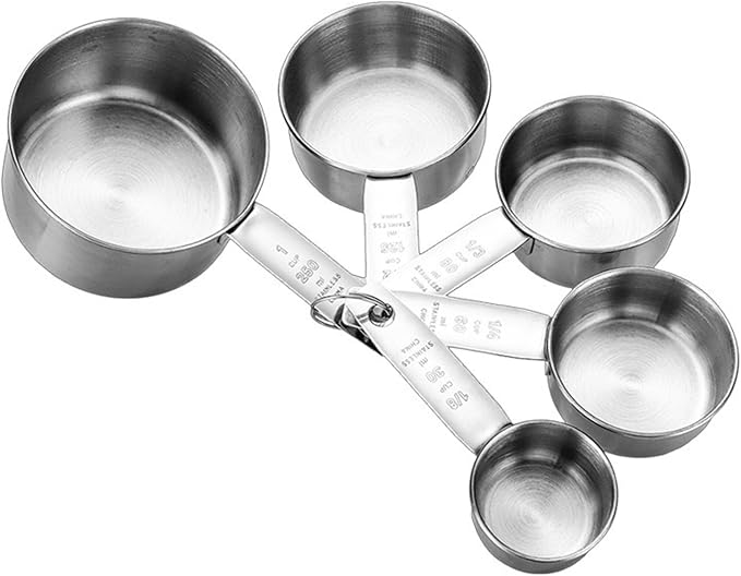 Measuring Cup Set, 5 PCS Stainless Steel Measuring Cup Kitchen Baking Cooking Measuring Cup Weighing Graduated Cup Coffee Measuring Tool for Dry or Liquid Home Restaurant