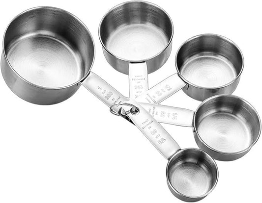 Measuring Cup Set, 5 PCS Stainless Steel Measuring Cup Kitchen Baking Cooking Measuring Cup Weighing Graduated Cup Coffee Measuring Tool for Dry or Liquid Home Restaurant