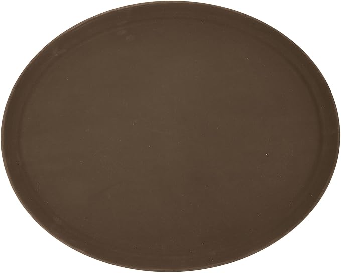 Winco Oval Fiberglass Tray with Non-Slip Surface, 26-Inch by 22-Inch, Brown
