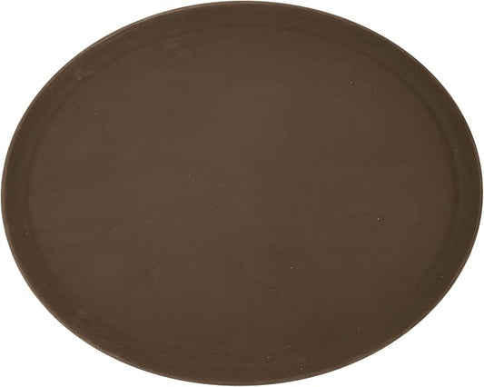 Winco Oval Fiberglass Tray with Non-Slip Surface, 26-Inch by 22-Inch, Brown