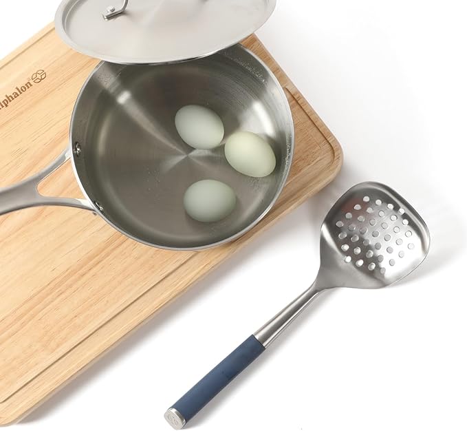 Calphalon Edge Stainless Steel Slotted Spoon/Skimmer - Navy Blue