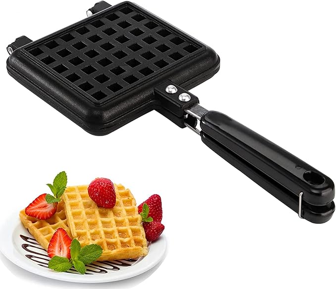Mini Waffle Maker Pan Gas Stove Top Waffle Nonstick Coating Baking Mold Plate Stovetop Skillet for Belgian Sandwich Toaster