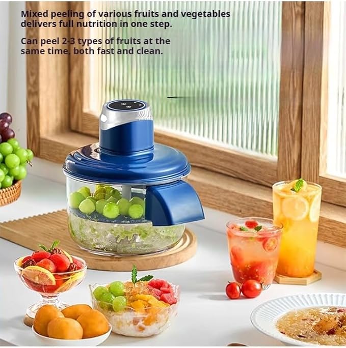 Vegetable Peeler,Automatic Potato Peeler Electric,Garlic Peeling Machine That Peels Fruit And Vegetables,Grape Peeling Machine for Grapes, Garlic, Tomato,Small Potato, Rechargeable Home (Blue)