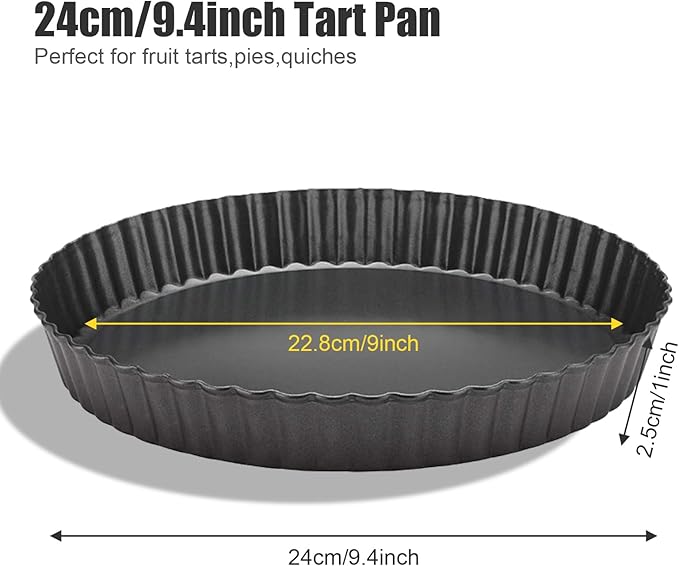 Mooisco 9 Inch Fluted Tart Pan Fruit Pie Pans With Removable Base Nonstick Coating Tarts Molds for Baking Supply For Pizza Tartlet Cake Quiche