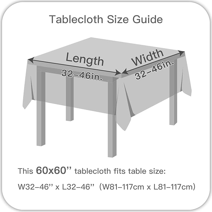 maxmill Jacquard Square Tablecloth Waterproof Spillproof Wrinkle Resistant Soft Textured Table Cloth for Dinner and Party Washable Polyester Fabric, Indoor and Outdoor Use, 60 x 60 Inch, Dusty Blue