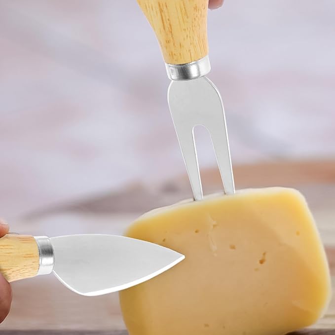 32Pcs Cheese Knives Set Stainless Steel Cheese Knife Spreaders BULK Butter Cutter Cheese Cutting Spatula Forks Wooden Handle Small Cheese Spreader Tool Cheese Knives for Charcuterie Board Christmas