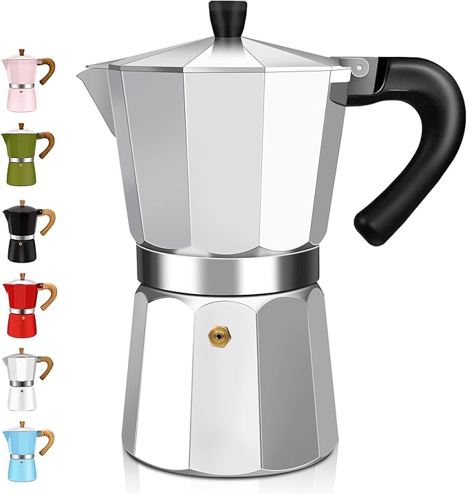 DITOSH 6 Cup Aluminum Espresso Stovetop Moka Pot Express Coffee Maker Percolator Italian Classic Mocha Coffee Machine for Italian and Cuban Cafe Brewing for Home & Camping 300ml 10oz