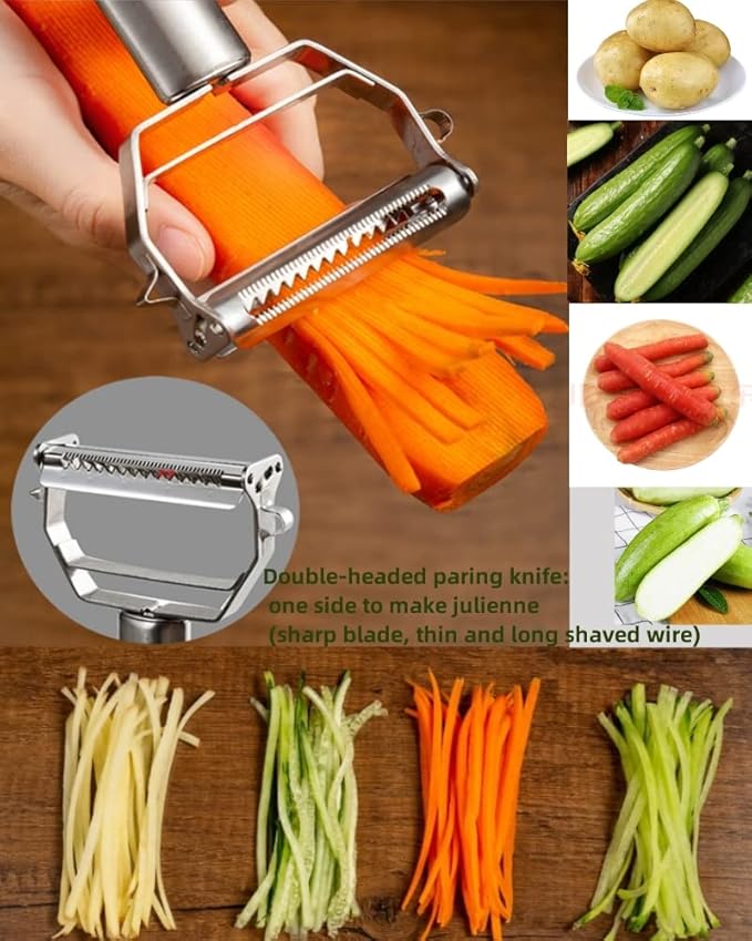 Vegetable Peeler, Julienne Peeler, Double-Sided Blade Fruit Peeler, Vegetable and Fruit Slicer, Potato Peelers, Y-Shaped Stainless Steel Peeler