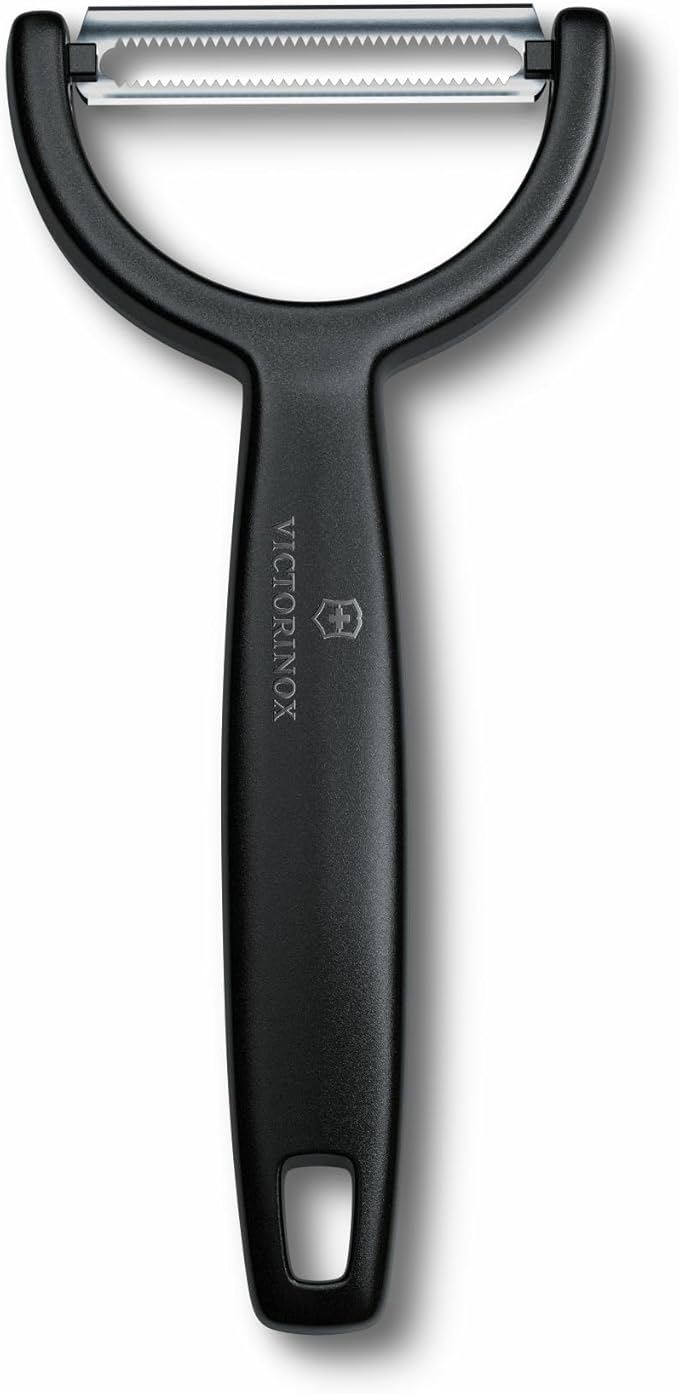 Victorinox Ypso Peeler for Vegetables, Fruits, Serrated Edge, Extra Sharp, Swiss Made, Black