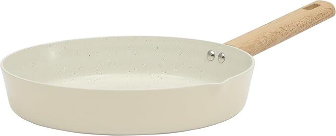 Gibson Home Marbleton 11 Inch Large Aluminum Fry Pan Cookware Non-Toxic Premium Ceramic Non Stick Frying Pan, Kitchen Egg Pan, Omelet Pan, Always Pan, Pots and Pans, Taupe, Induction Safe