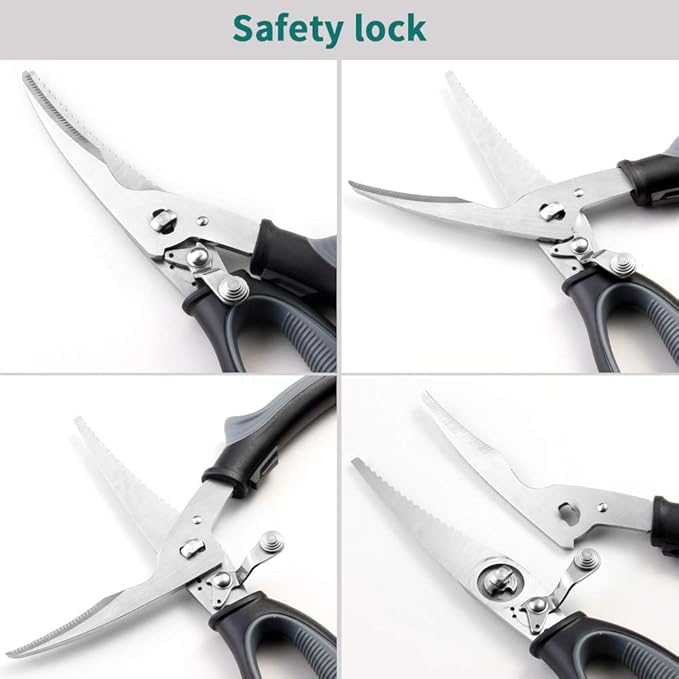 SZFIXEZ Kitchen Scissors Heavy Duty Poultry Shears for Cutting Meat, Seafood,Chicken Bone Game Poultry Chopping Food - Stainless Steel Spring Loaded Scissors
