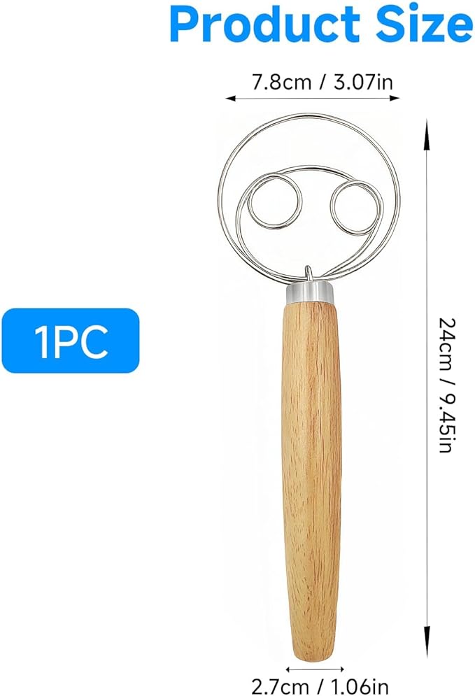 Danish Dough Whisk, Dutch Style Bread Whisk For Sourdough Cooking Kitchen with Stainless Steel Danish Sourdough Whisks Bread Mixer and Dough Scraper, top gadgets for bakers
