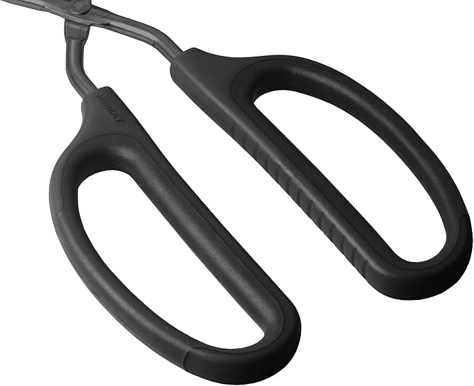 16" Extra Long Scissor Tongs, Stainless Steel Metal Kitchen Tongs for Cooking, Grilling & Serving (Black)
