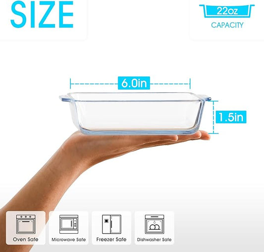 NUTRIUPS Mini 6x7.5x1.5in Square Glass Baking Dish for Oven, 20oz Square Cake Pan Glass Casserole Dishes for Oven