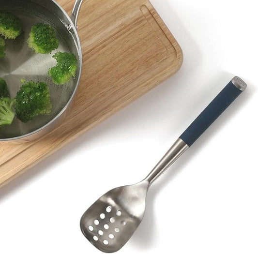 Calphalon Edge Stainless Steel Slotted Kitchen Spoon - Navy Blue