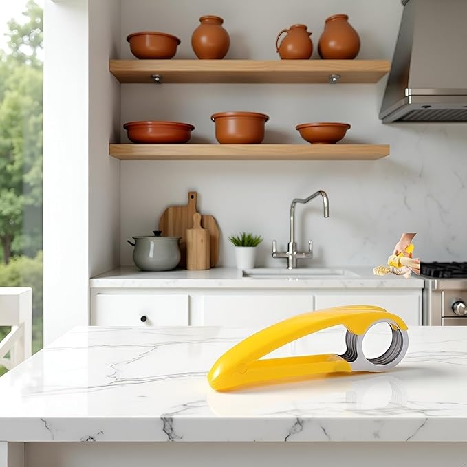 Yellow Food Manual Slicer, Handheld Portable Small Food Slicer Mandolines and Slicers, Multifunctional Slicer, Suit for Banana Strawberry Cucumber Carrot Egg Vegetable Fruit, Small Food Slicer