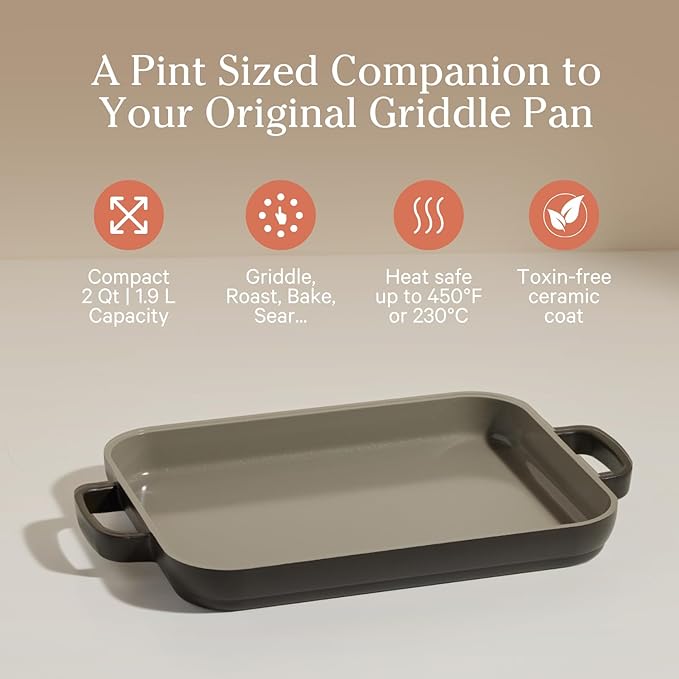 Our Place Mini Griddle Pan | 9" (2 Qt) Nonstick Ceramic Griddle Pan for Stovetop & Oven | PFAS-Free, Oven-Safe up to 450°F, Easy-Grip Handles | Char