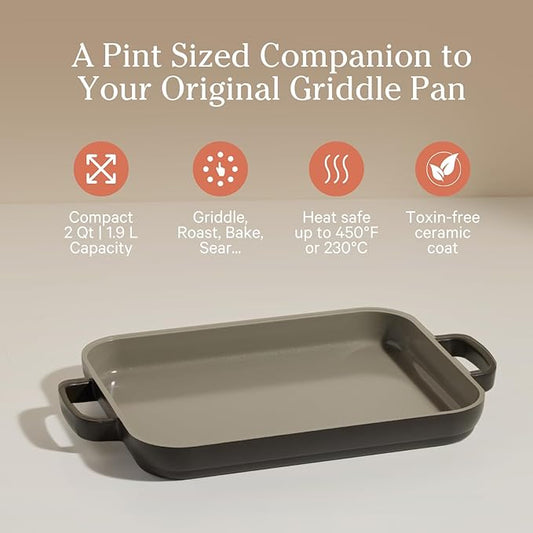Our Place Mini Griddle Pan | 9" (2 Qt) Nonstick Ceramic Griddle Pan for Stovetop & Oven | PFAS-Free, Oven-Safe up to 450°F, Easy-Grip Handles | Char