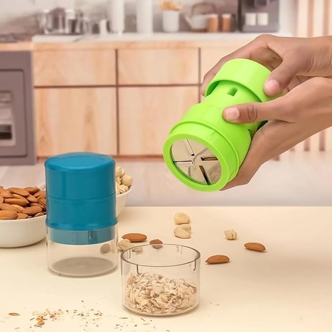 HARMONY Dry Fruit Cutter, Slicer, Grinder, Chocolate Cutter And Butter Slicer With 3 In 1 Blade For Almonds, Cashews Etc. (Stainless Steel, Plastic)
