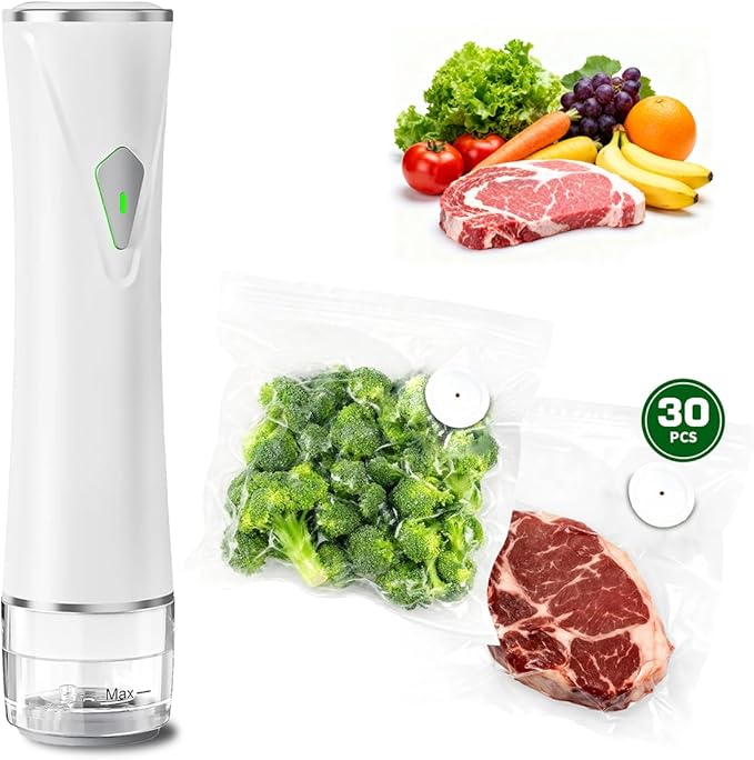 Compact Vacuum Sealer for Food, Portable Handheld Vacuum Sealer Machine with Visible Water Tank, 30 Reusable Bags, 5X Fresh Longer food preservation for Kitchen Meal Prep, Home & Camping
