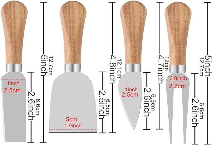 Charcuterie Board Accessories Spreader Knife Set Cheese Butter with Wooden Handles Mini Serving Tongs Spoons Forks Toothpick Flags for party Wedding Christmas (ABX-6)