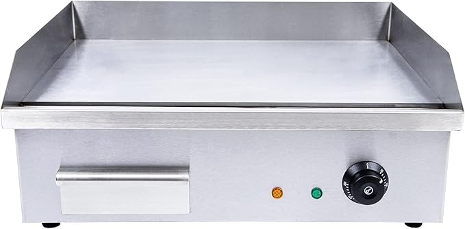 TBVECHI Commercial Electric Griddle, 3000w Stainless Steel Teppanyaki Grill Indoor Outdoor, Countertop Flat Top BBQ Plate with Thermostatic Control