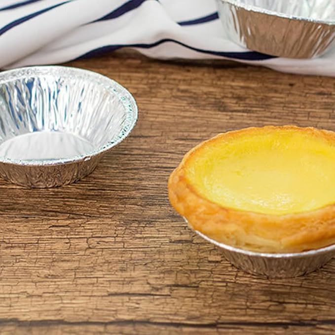 KALLORY Disposable Tart Pans 200Pcs Foil Tart Mold Non-Stick Baking Cups for Kitchen Baking Muffin Cooking