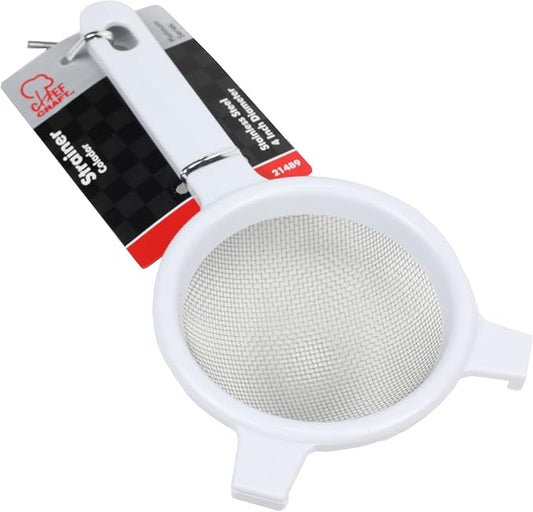 Chef Craft Classic Stainless Steel Mesh Strainer, 4 inch, White