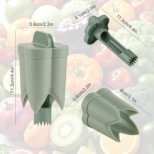 2 in 1 Pepper Seed Corer and Remover, Quickly Cutting and Deseeding Bell Pepper Tool for Kitchen (Silver+Beige, 2Pcs)