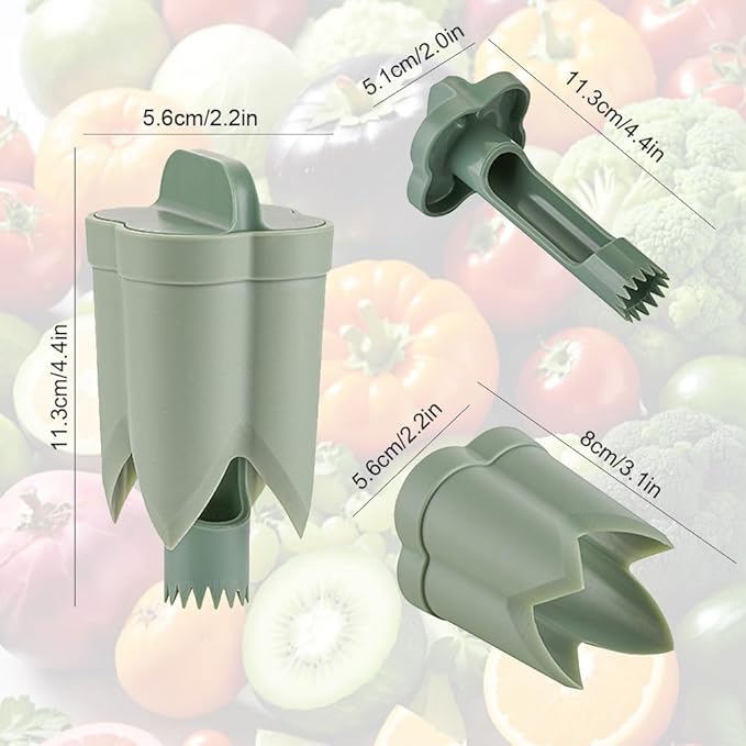 2 in 1 Pepper Seed Corer Remover, Quickly Cutting and Deseeding Bell Pepper Tool for Kitchen (Beige, 2Pcs)