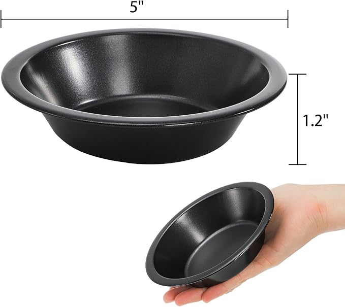 Suwimut 10 Pieces Mini Pie Pans, 5 Inch Individual Small Round Cake Pan, Reusable Nonstick Carbon Steel Pie Tins for Oven and Instant Pot Baking Chicken Pot Pies, Quiches, Fruit Pies
