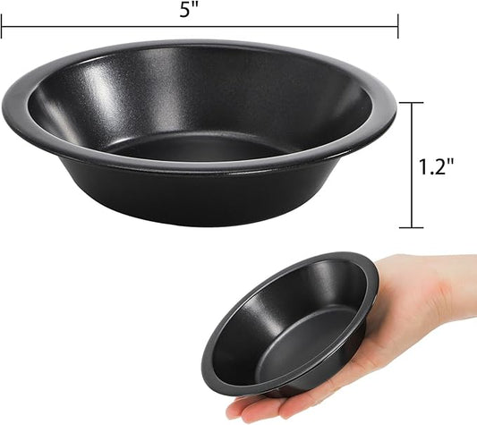 Suwimut 10 Pieces Mini Pie Pans, 5 Inch Individual Small Round Cake Pan, Reusable Nonstick Carbon Steel Pie Tins for Oven and Instant Pot Baking Chicken Pot Pies, Quiches, Fruit Pies