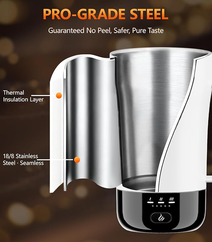 Self-Heating Coffee Mug, 14oz Heated Coffee Mug - Rechargeable Temperature Control Coffee Mug Keep Coffee Hot, Smart Mug Great Gift for Coffee Lovers & Slow Sippers