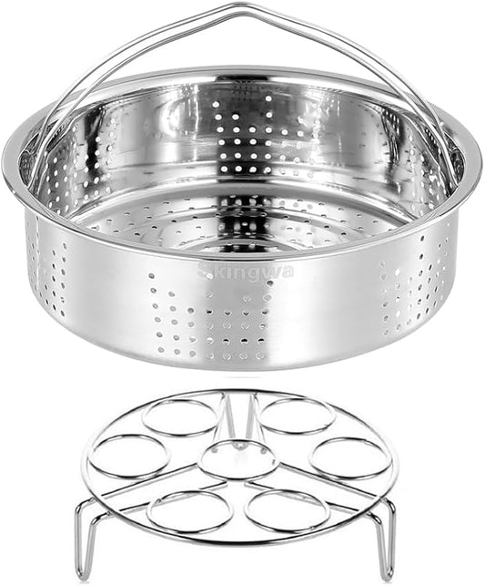Steamer Basket for Instant Pot Pressure Cookers Pots Accessories Steamer Basket with Egg Steamer Rack Steamer Divider (Steamer Basket+ Rack)