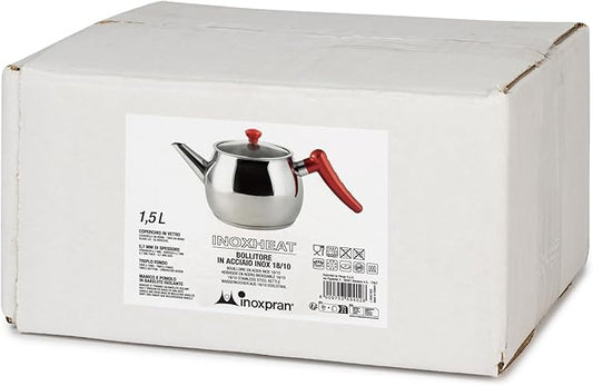 5025415 18/10 Stainless Steel Kettle, Glass lid, Induction Base, 1.5 L, Gray