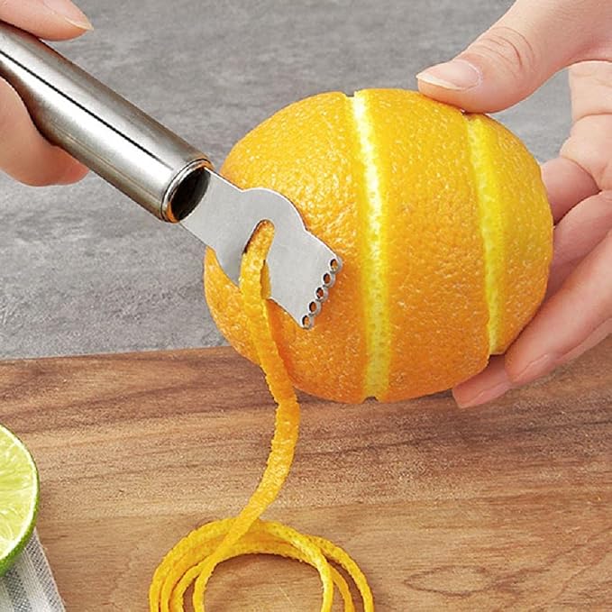 3Pack Lemon Citrus Grater Tool Stainless Steel Orange Peeler with Channel Knife Lemon Twist Tool for Kitchen Bar Cocktail Garnish
