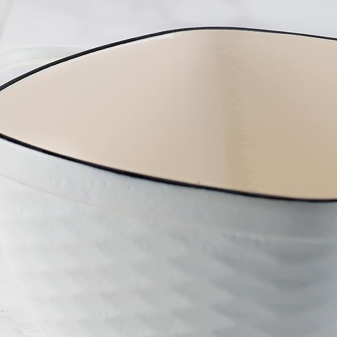 Prisma 7 Qt Enameled Cast Iron Covered Square Dutch Oven (White)