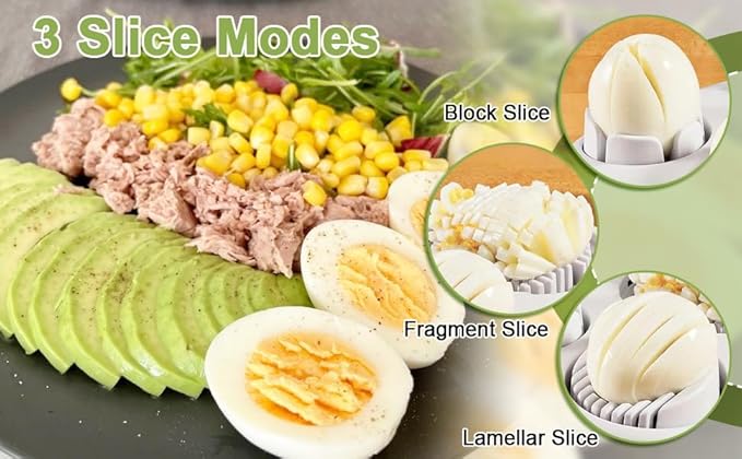 3 in 1 Egg Slicer for Kitchen – Multi-Functional Strawberry Banana Mushroom Cutter, ABS Safe Wire Blade, 3 Slice Modes, Dishwasher Safe, Lightweight 120 g, Gift for Salad Lover
