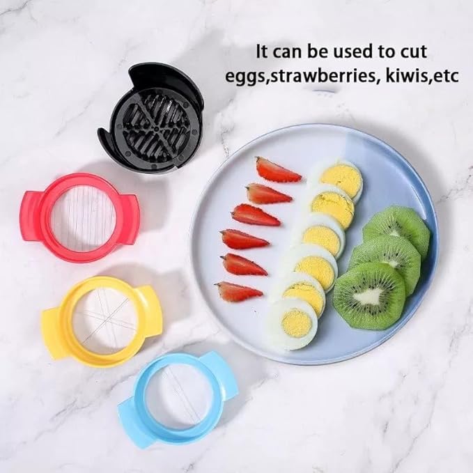 Deviled Egg Maker – 3-in-1 Egg Slicer and Piercer Combo Tool with Stainless Steel Blades for Hard Boiled Eggs, Soft Fruits, Heavy Duty, Dishwasher Safe, Compact Kitchen Gadget