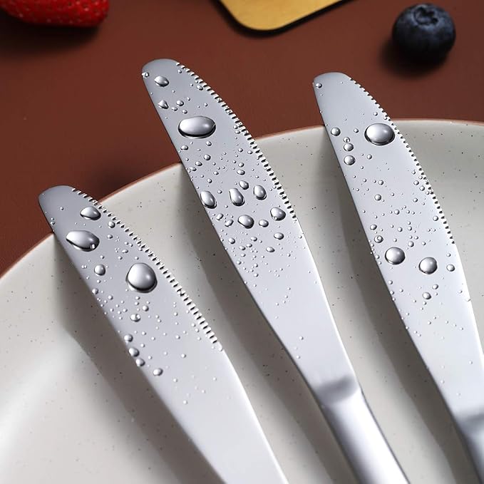 Berglander Dinner Knives Set Of 12, Stainless Steel Shiny Mirror Dinner Knife, Butter Knife Spreader Table Knives Sturdy And Dishwasher Safe