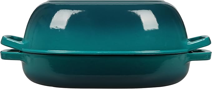 EDGING CASTING Enameled Cast Iron Oval Dutch Oven Pot with Lid, Dutch Oven for Sourdough Bread Baking, Oval Bread Pan, Bread Oven, Bread Dutch Oven, 7qt, Darkcyan