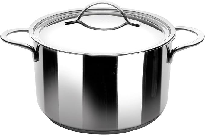 IBILI Noah Stock Pot with Lid, Stainless Steel, Silver, 18 x 18 x 7 cm
