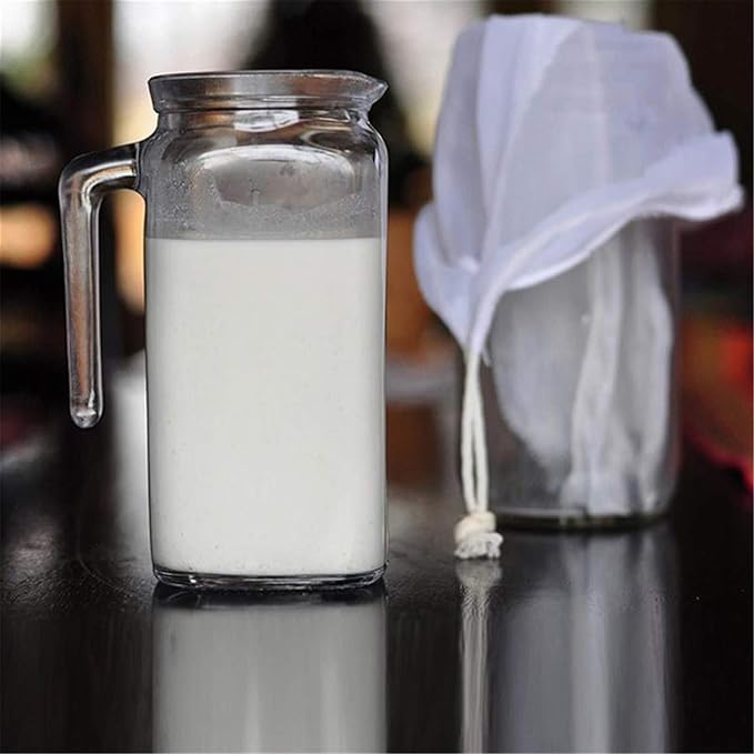 200 Micron Premium Fine Mesh Food Grade Nut Milk Bag for Almond Milk/Soy Milk/Yogurt/Juice - Fine Mesh Nylon Cheesecloth & Cold Brew Coffee Filter, 10" x 12" - Extra thick (1)