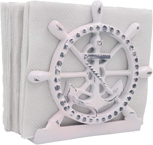 THDC Nautical Napkin Holder, Lunch, Dinner, Nautical Collection Napkin Holder, Made of Metal (Anchor Distressed Pink)