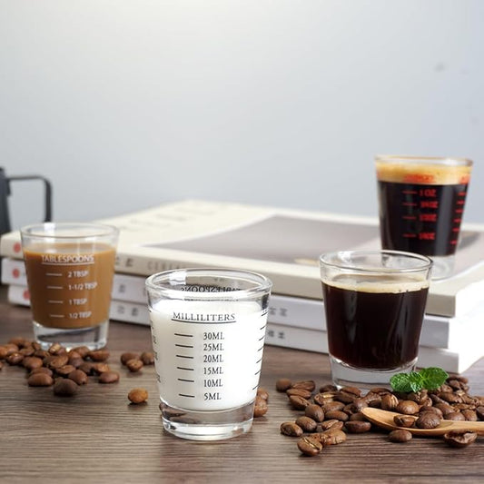 Shot Glasses Measuring cup Liquid Heavy Wine Glass Espresso Shot Glass 26-Incremental Measurement 1oz, 6 Tsp, 2 Tbs, 30ml (2 pack-black 30ml)