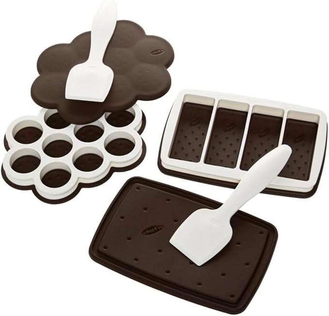 Chef'n Sweet Spot Ice Cream Sandwich Maker - Set of 2, Brown | Craft Homemade Ice Cream Sandwiches with Ease | Gift for Family Fun and Parties