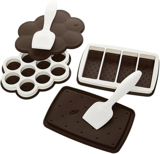 Chef'n Sweet Spot Ice Cream Sandwich Maker - Set of 2, Brown | Craft Homemade Ice Cream Sandwiches with Ease | Gift for Family Fun and Parties