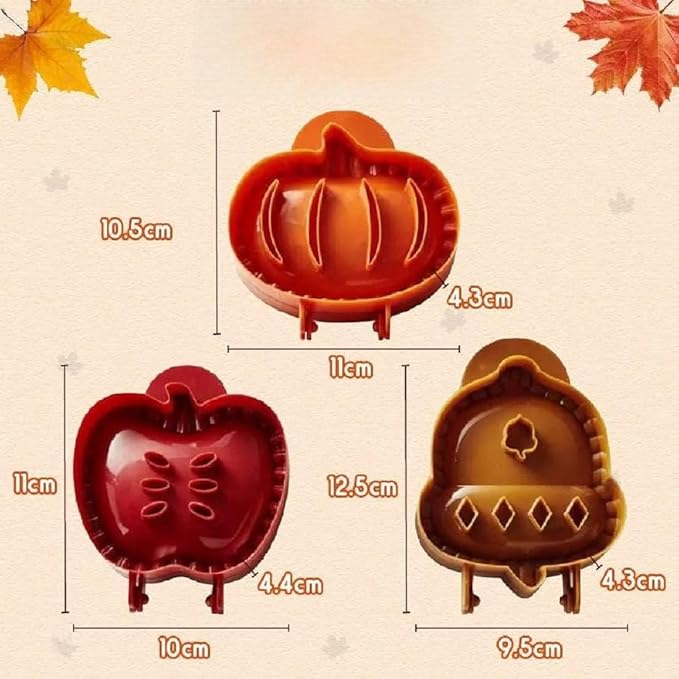 Apple Pie Mold 3-Piece Set, Fall-Themed Baking Pan for Pumpkin, Acorn & Apple Shapes, Halloween Thanksgiving Pastry Maker