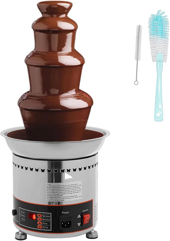 6.61 lbs Chocolate Fountain Machine, 4-Tier Chocolate Fondue Party Fountain, 86-302℉, Digital Chocolate Fountain Machinefor Party Wedding & Events,