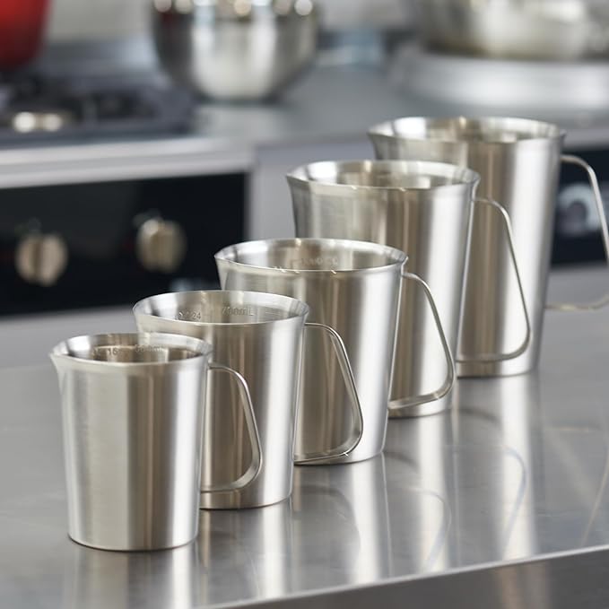 CURTA 18/8 Stainless Steel Measuring Cup with Handle and Pour Lip, Metal Pitcher with Oz and ML marking, 16OZ/500ML- 2 Cup), Heavy-Duty Pitcher